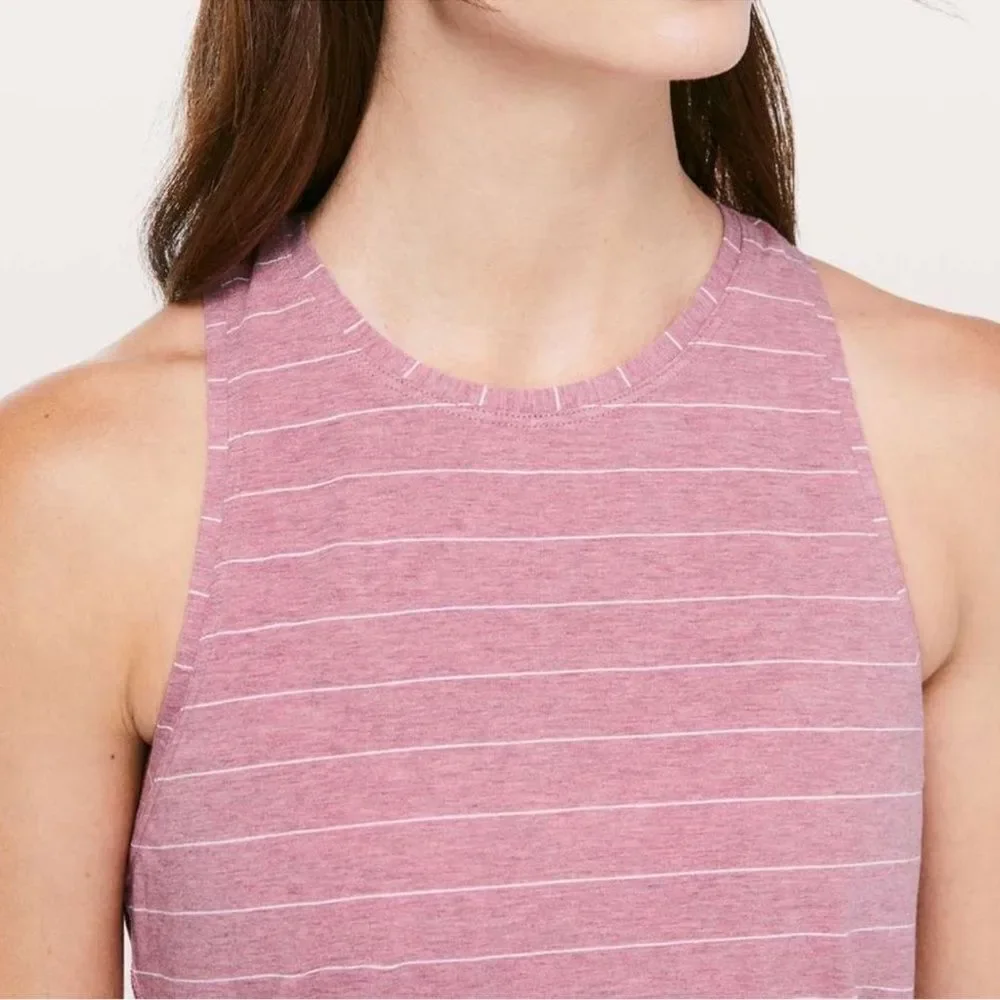 LULULEMON All Tied Up Tank Short Serve Stripe Heathered So Merlot White Size 8